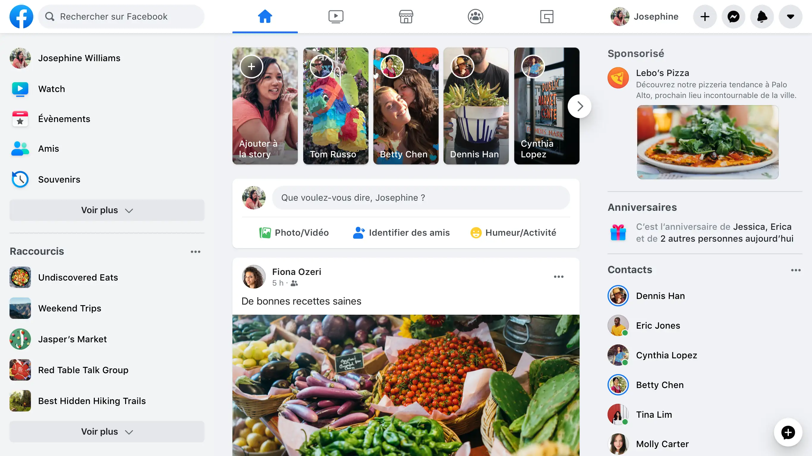 Facebook's homepage Facebook's homepage