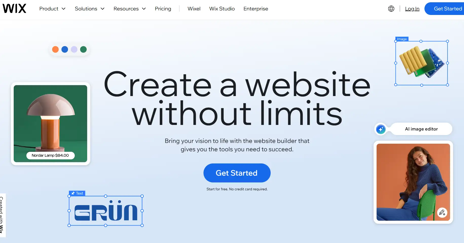 Wix's homepage