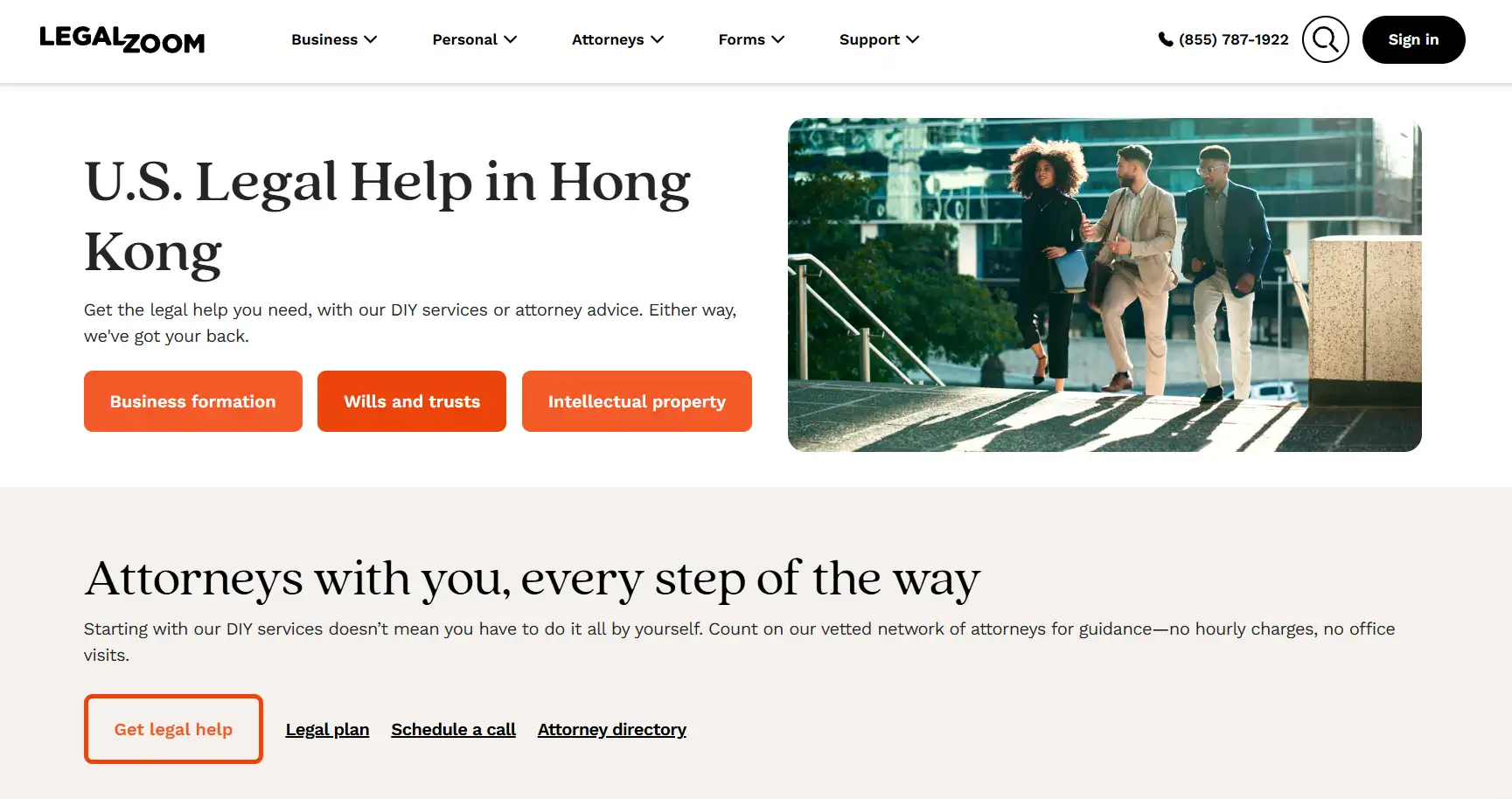 LegalZoom's homepage