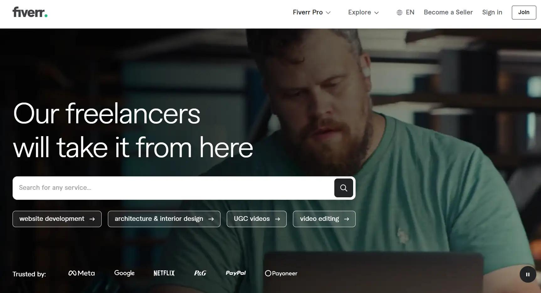 Fiverr's homepage Fiverr's homepage