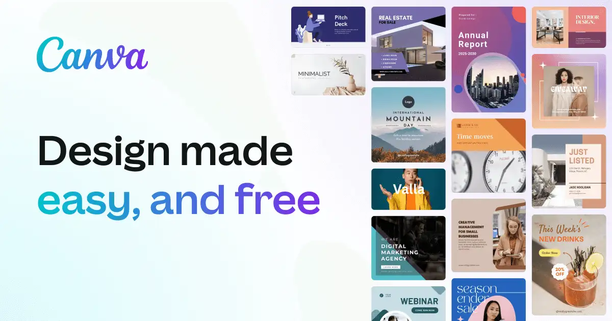 Canva's homepage Canva's homepage
