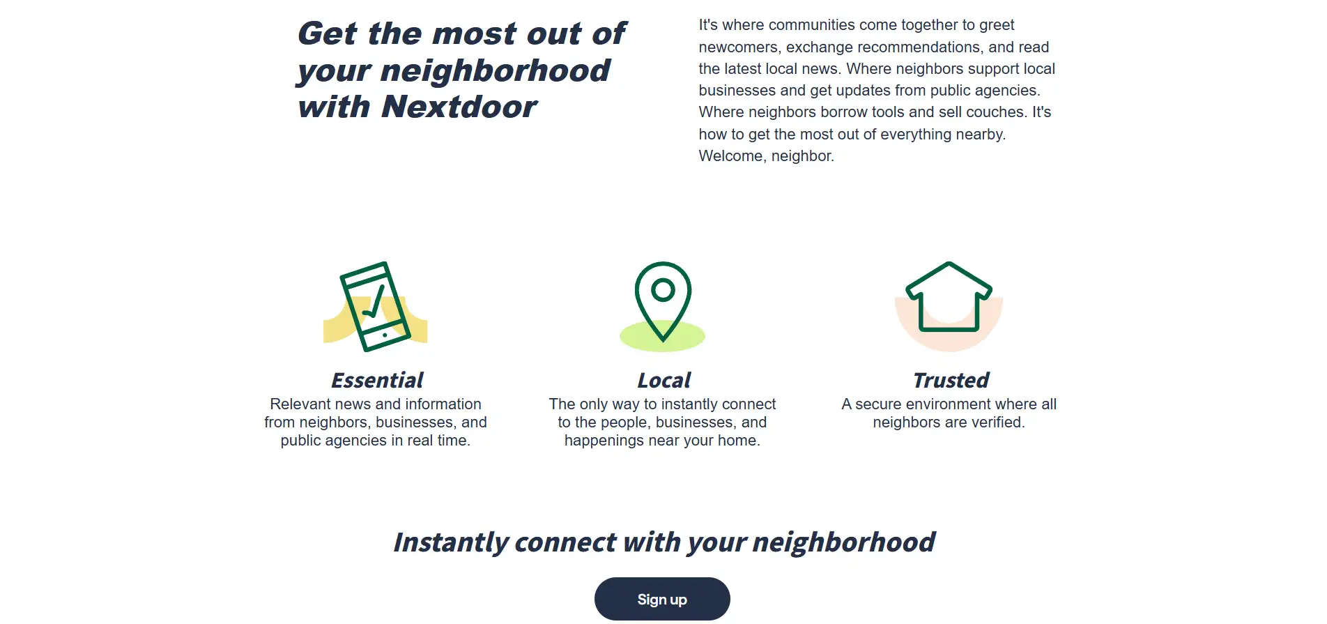 Homepage of Nextdoor