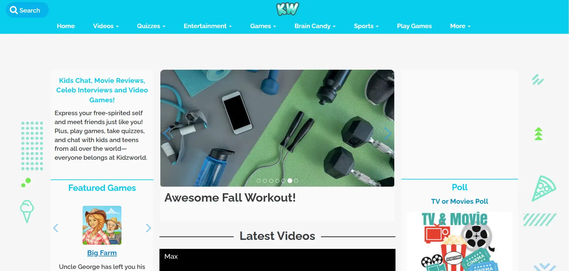 Homepage of Kidzworld