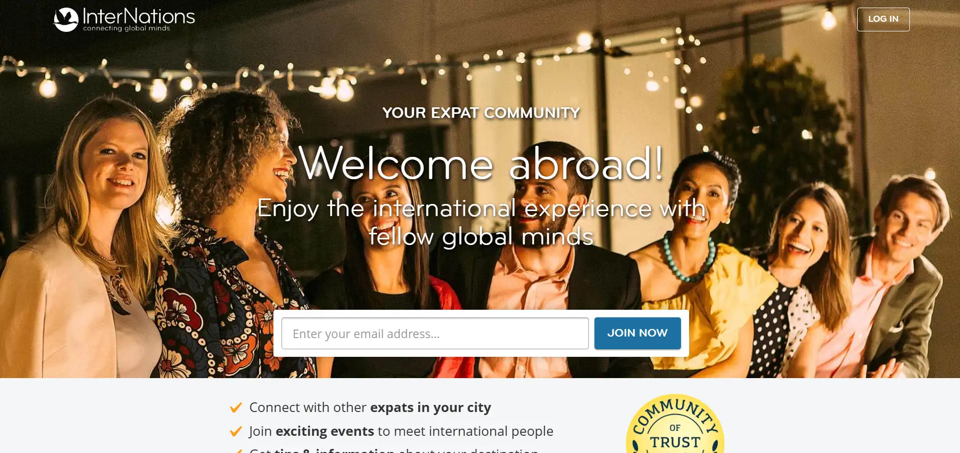 Homepage of InterNations