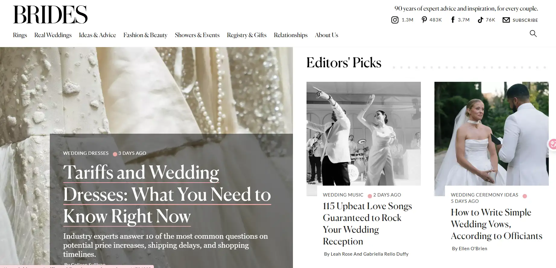 Brides homepage