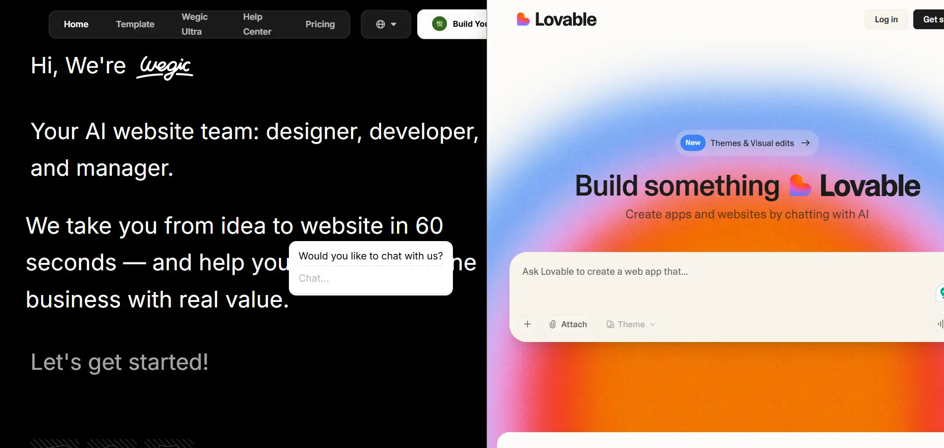 Wegic vs Lovable Wegic vs Lovable