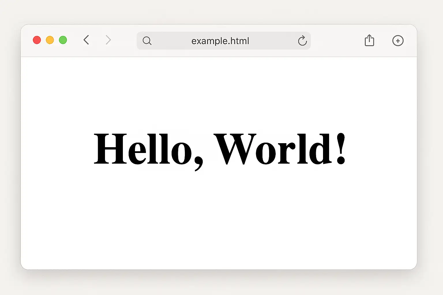 Screenshot of a web browser displaying a simple 'Hello World' HTML page. Screenshot of a web browser displaying a simple 'Hello World' HTML page.