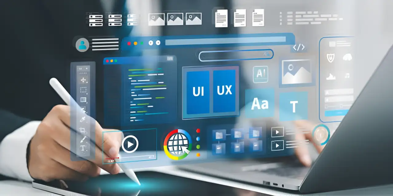 a person is designing a layout for a website