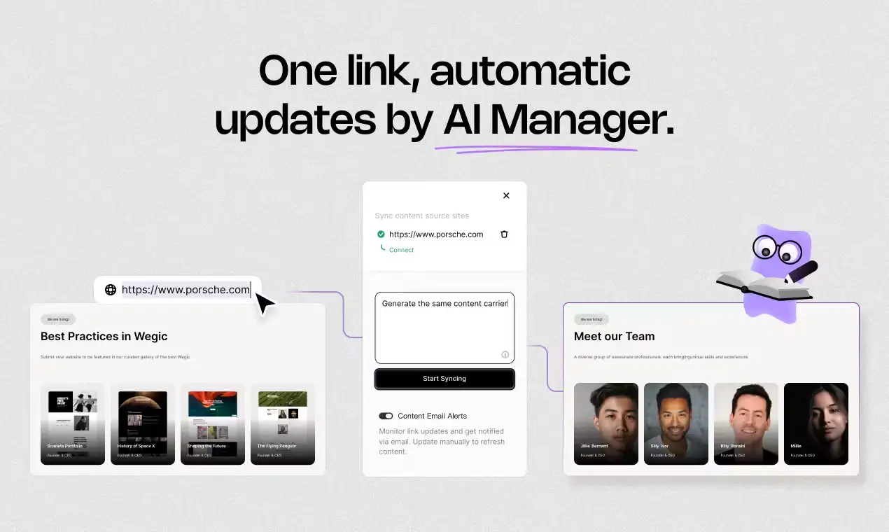 one click and automatic updates by wegic ai manager