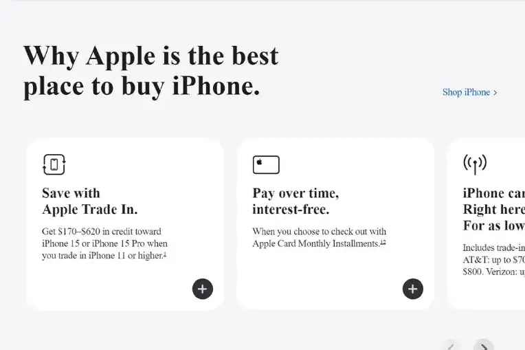 Apple's web page design with another font