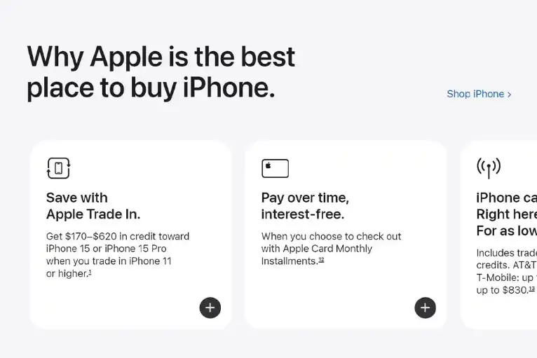 Apple's web page design