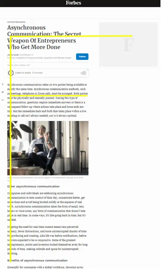 Forbes website designed with an f-pattern