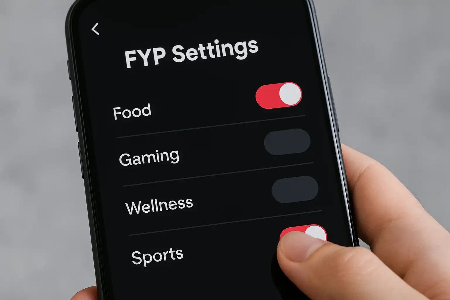 user adjusting FYP sliders, illustrating new user controls for personalizing their content feed user adjusting FYP sliders, illustrating new user controls for personalizing their content feed