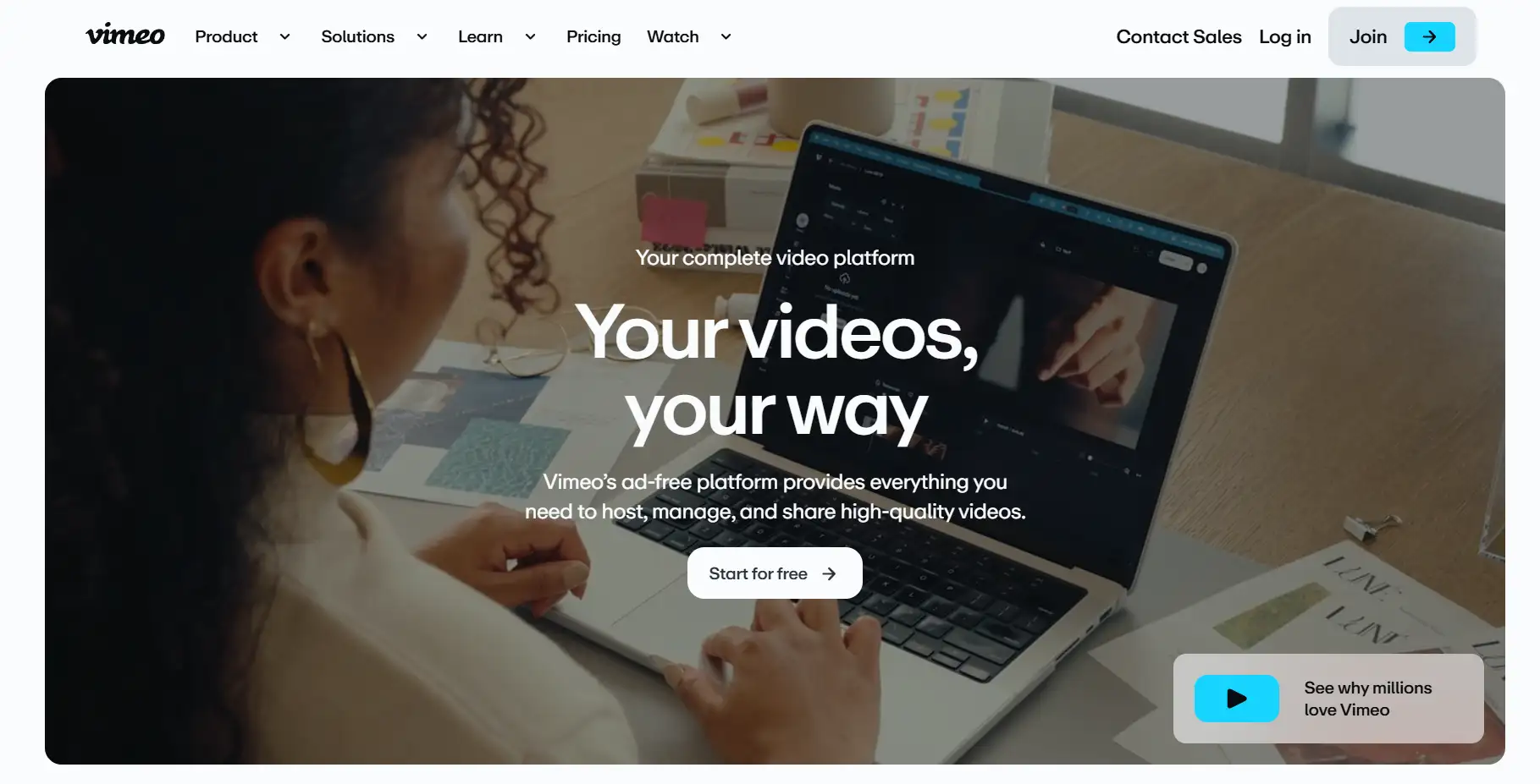 Vimeo's homepage