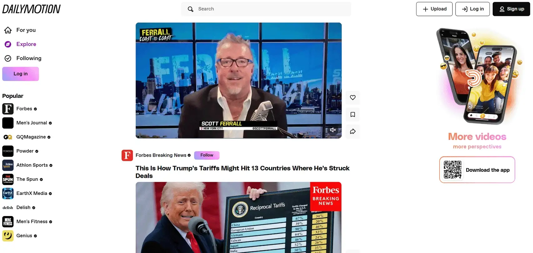 Dailymotion's homepage