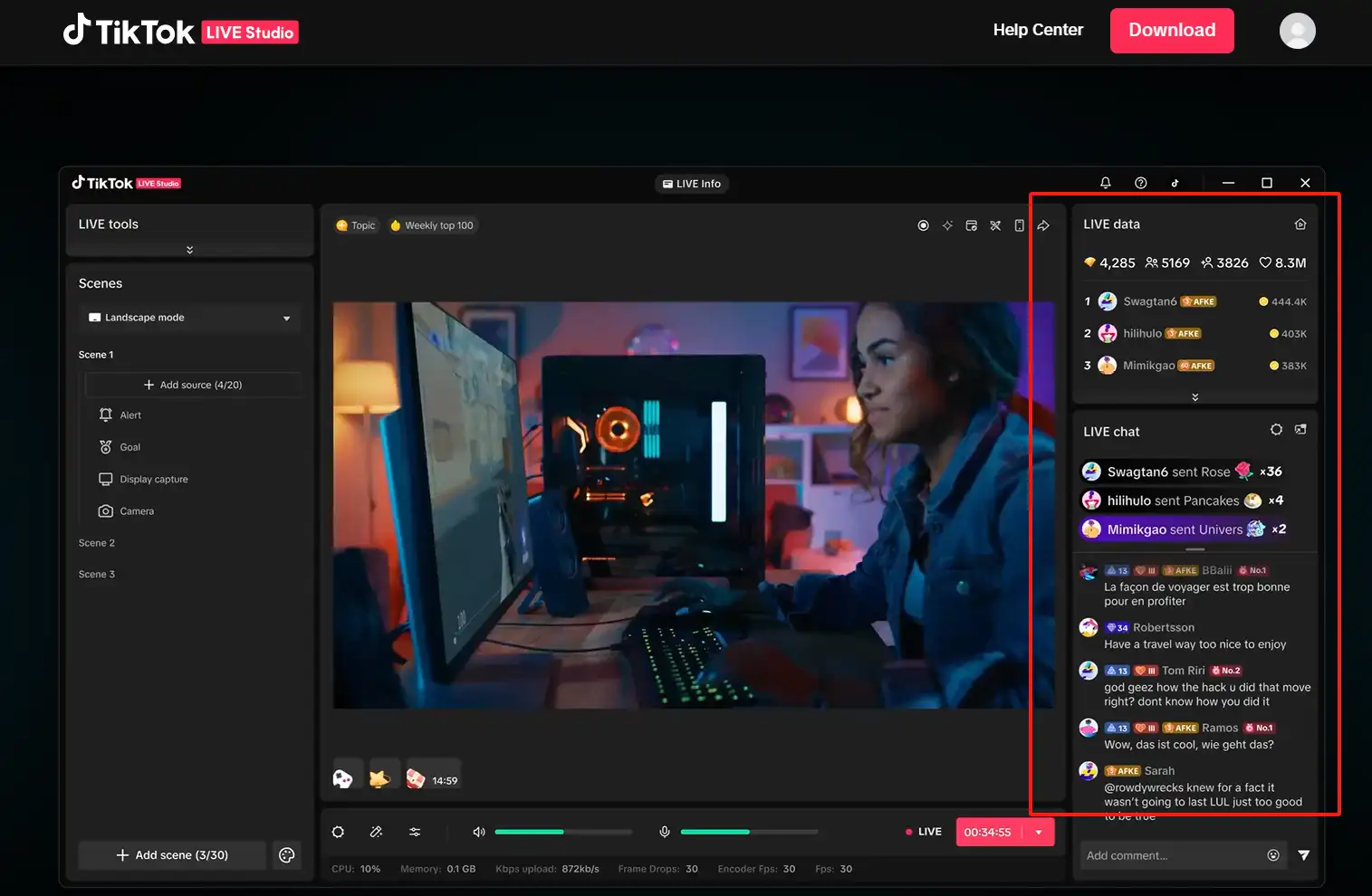 tiktok live broadcast with many fans interacting online