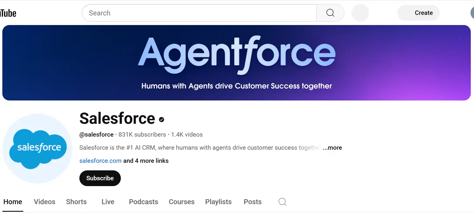The YouTube banner image of Salesforce