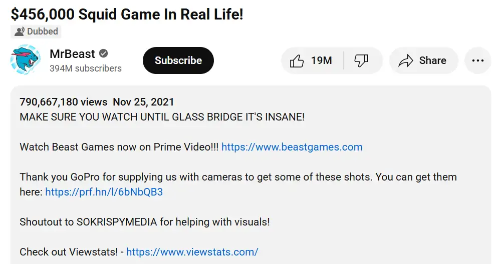 Sponsorship Introduction for Squid Game Series on MrBeast Channel