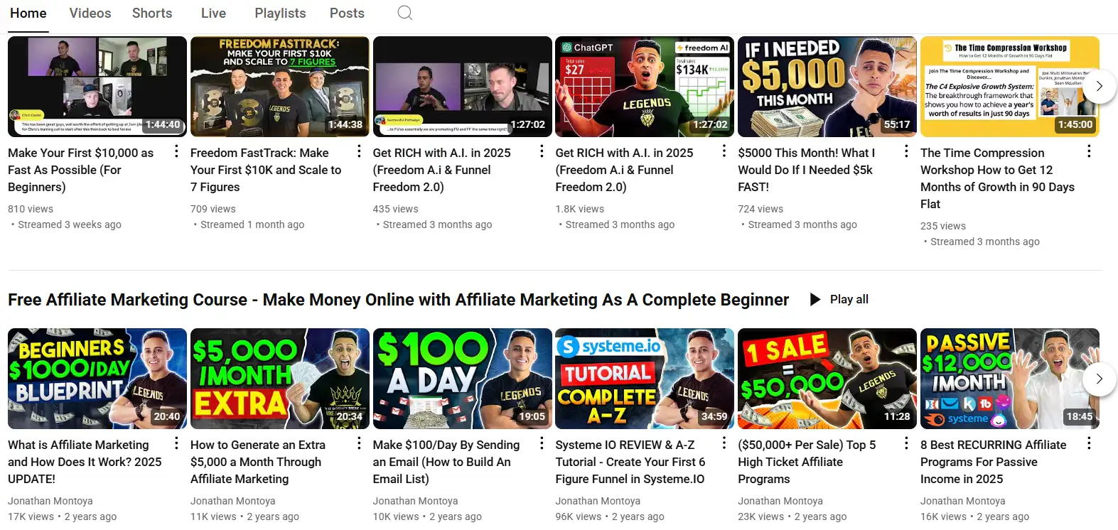 Jonathan Montoya's previous videos on YouTube