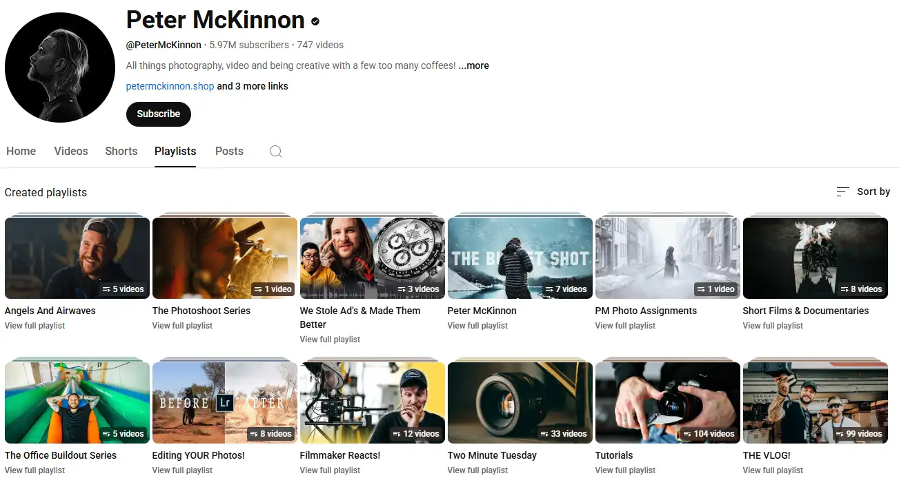 Peter McKinnon's playlist on YouTube