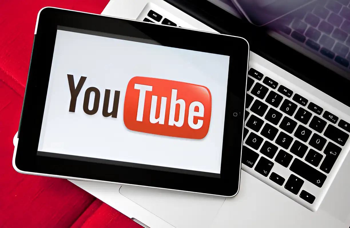 a tablet opens the youtube platform