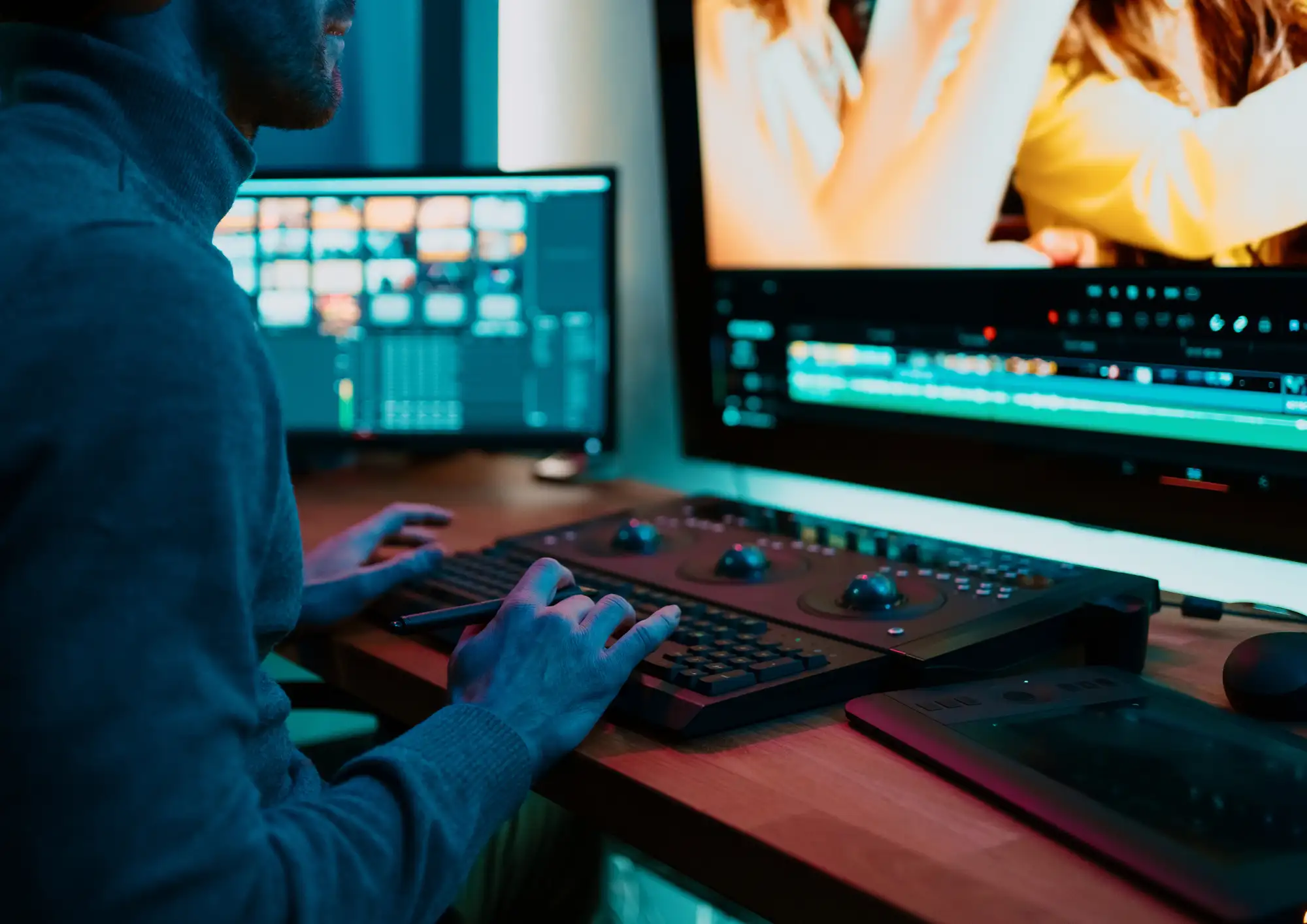 people editting the video