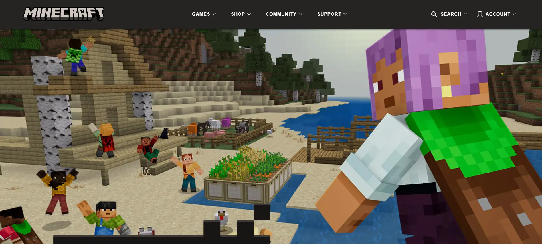 Homepage of Minecraft