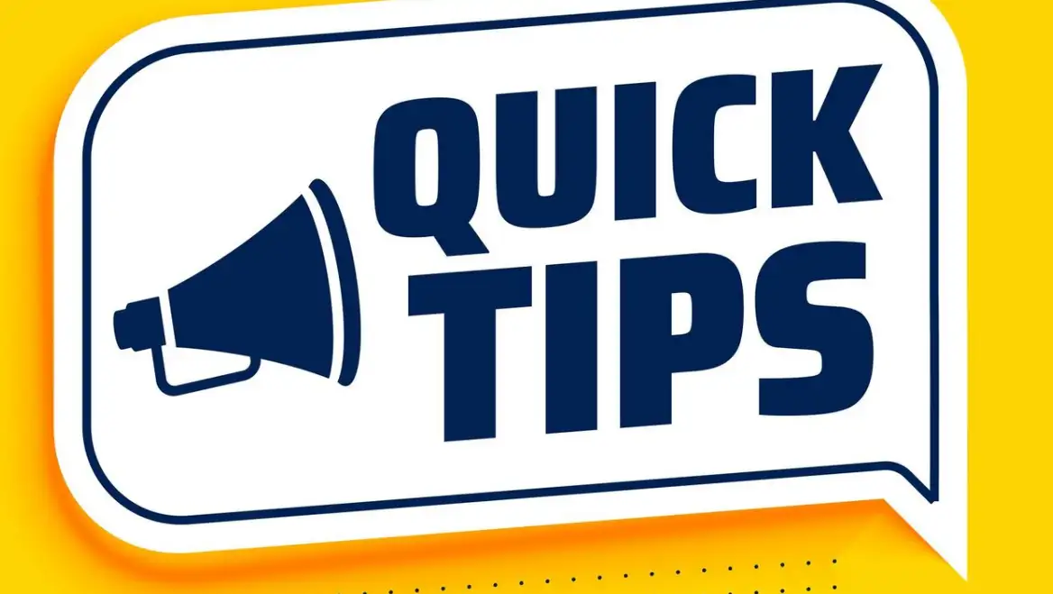 Quick tips advice with megaphone on yellow background