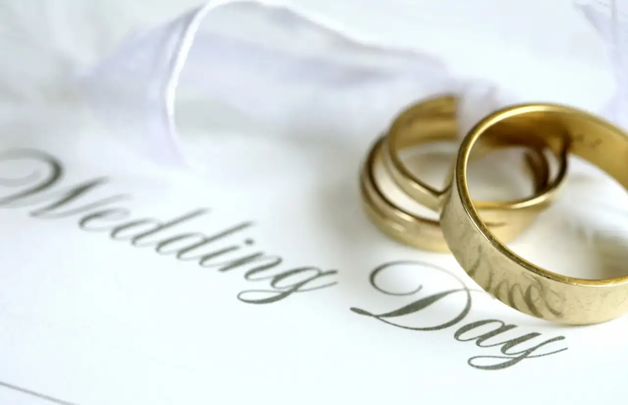 two golden wedding rings