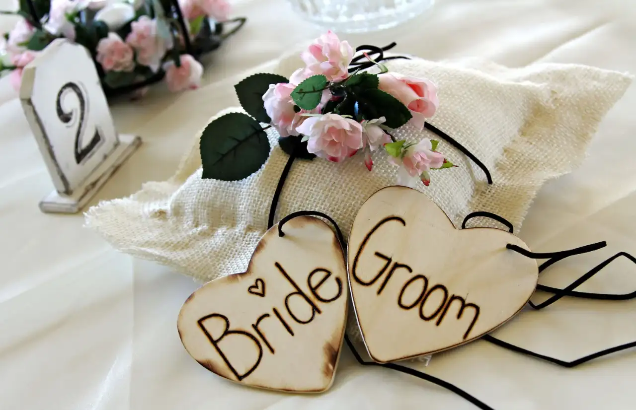 two heart-shaped decorations for wedding