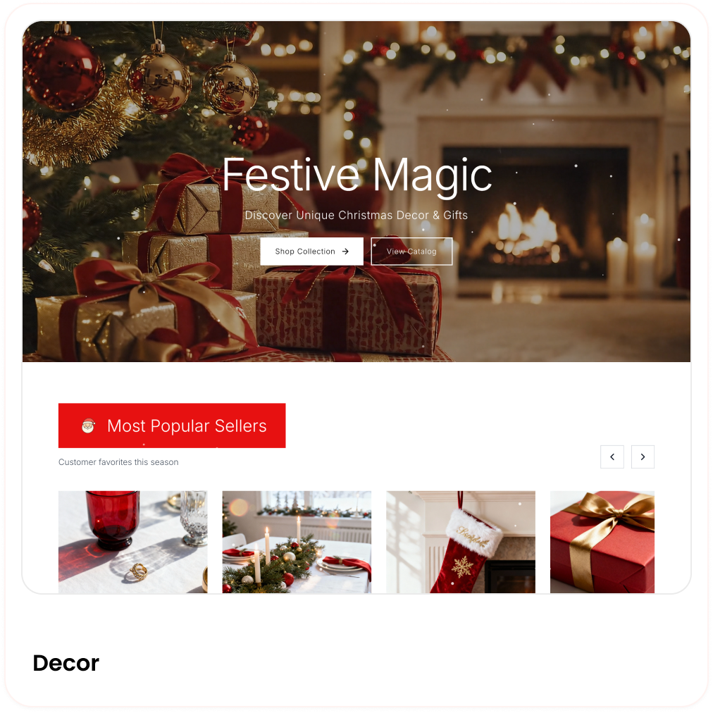homepage screenshot of ai-generated decor store website by Wegic AI