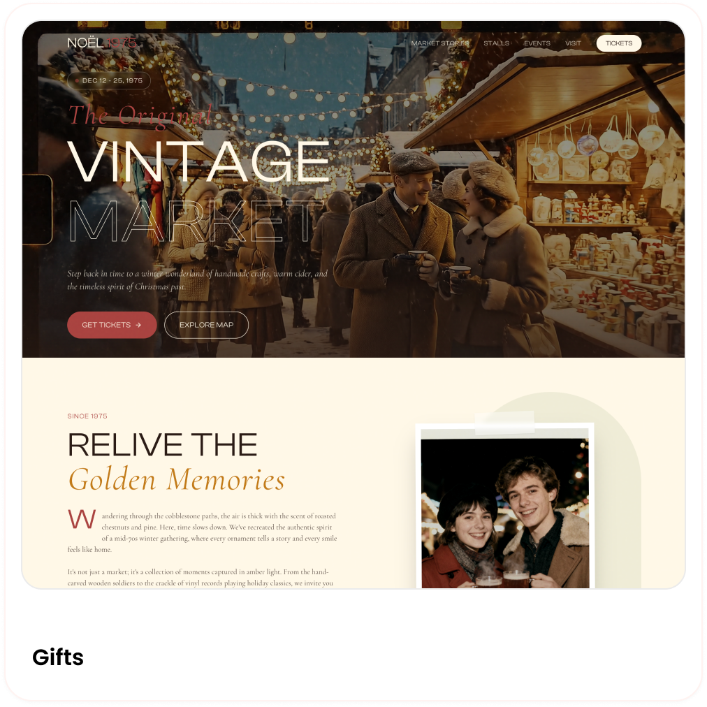 homepage screenshot of ai-generated christmas gift store website by Wegic AI
