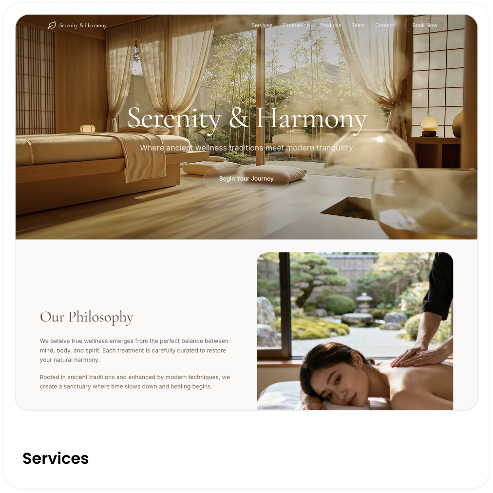 homepage screenshot of ai-generated salon website by Wegic AI