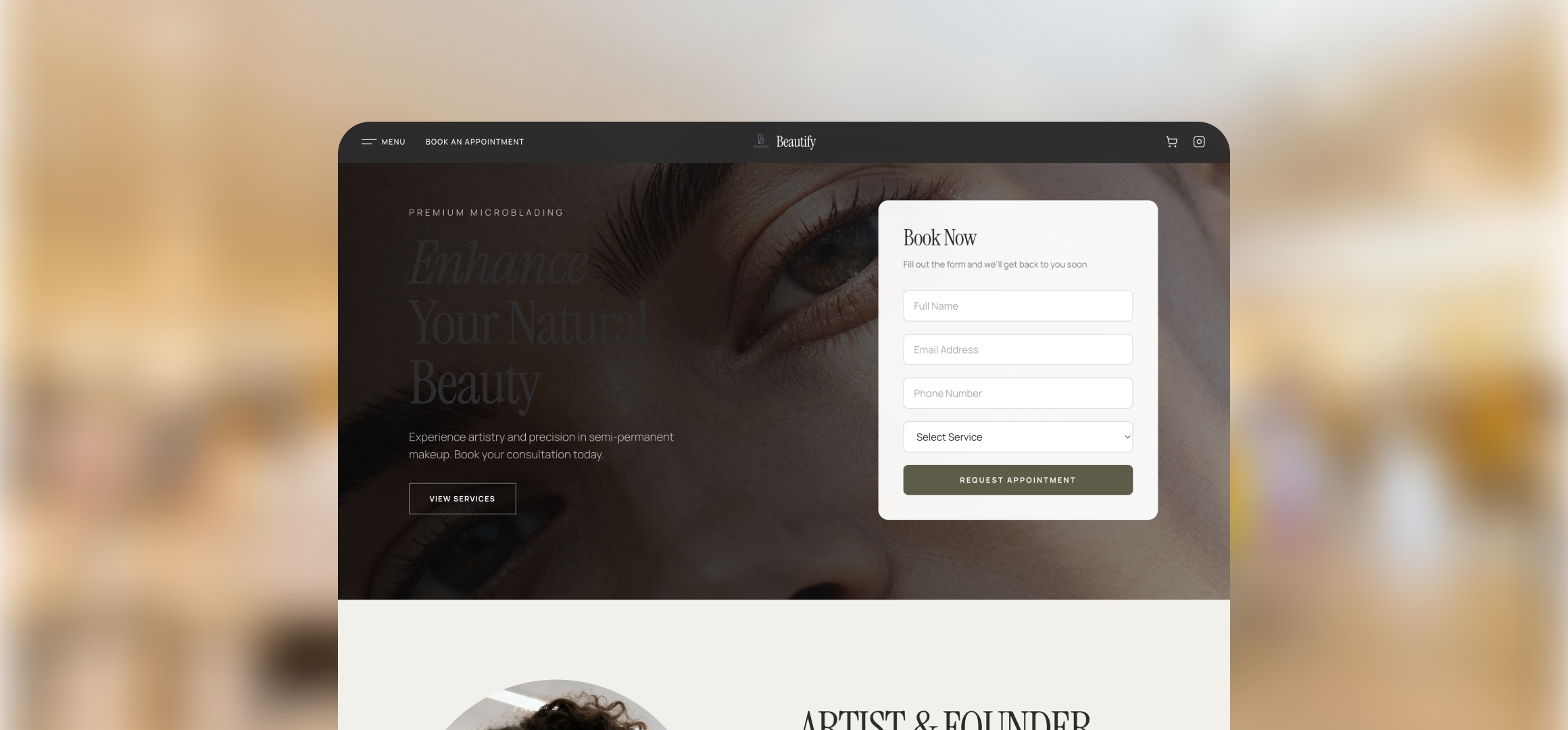 online booking form on the AI generated blockchain website from Wegic