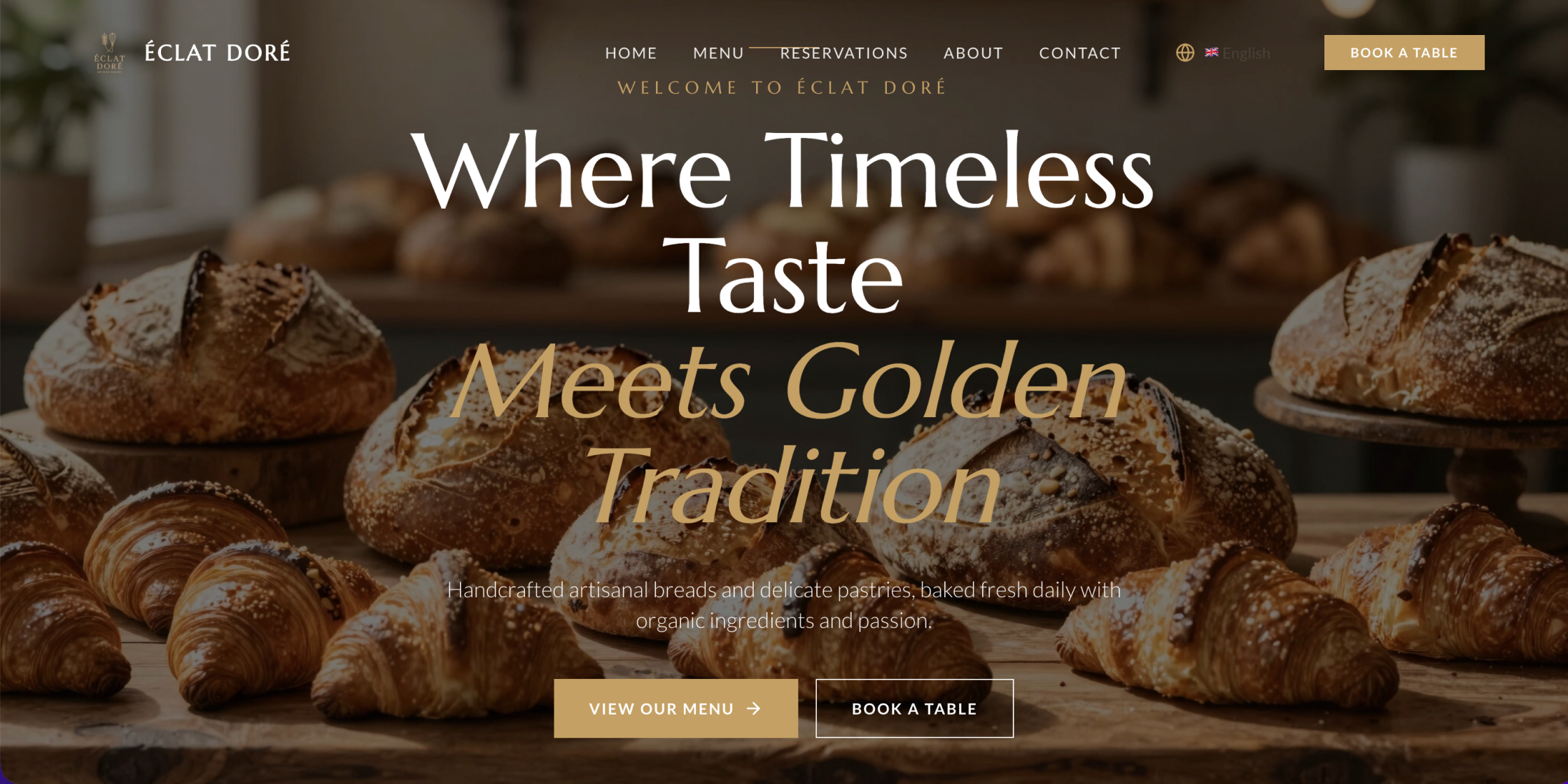 ai-generated English bakery website by Wegic AI