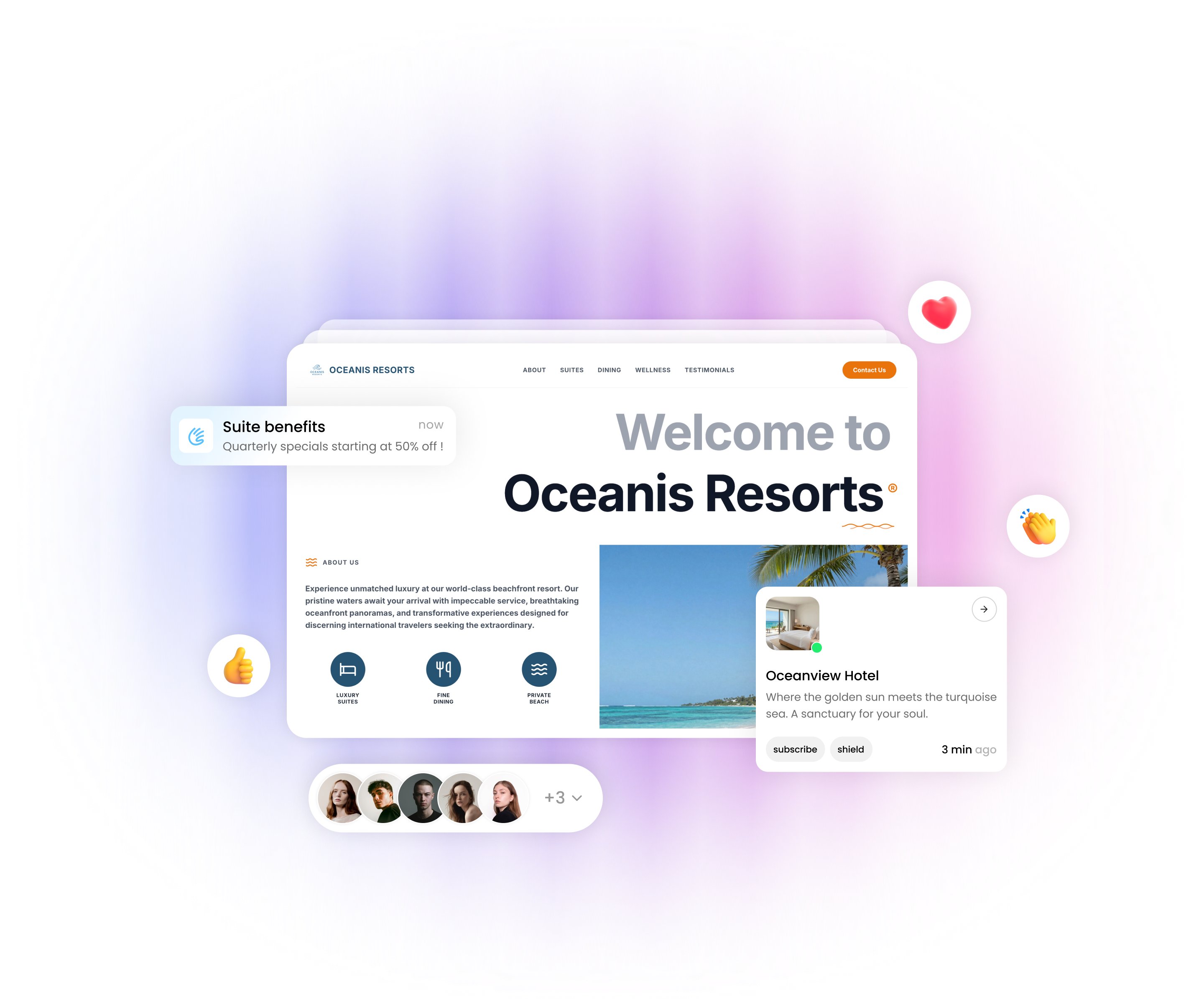 website with various web push notification designs created in Wegic's AI website builder